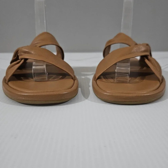 Paige Dana Sandal Womens Size 9.5 Toffee Tan Leather Twisted Slip On Slide - Picture 6 of 13
